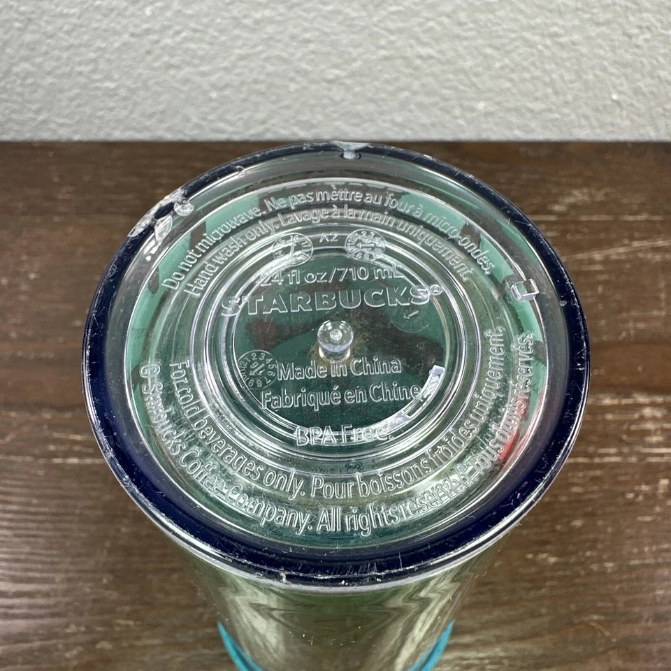 Vaso acrílico taza fría estampado encaje hojas tropicales verdes Starbucks Venti 24 oz Foto 4 de 4