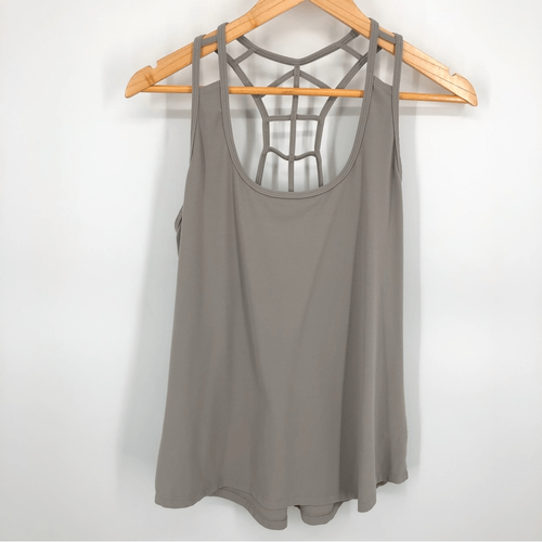 Athleta Halasana Macrame Tank Womens Large Silver Grey