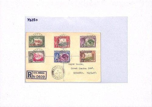 DOMINICA KGVI Cover Roseau Registered 1938 Lincs Grimsby {samwells-covers}YD280 - Picture 3 of 10