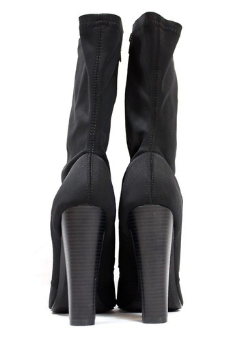 Shoe Republic spitz zulaufend Lycra Samt klobig hoher Absatz elegant dehnbar Bootie - Bild 20 von 27