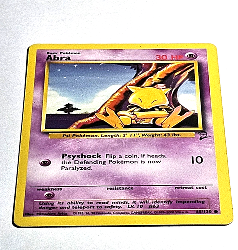 VINTAGE! ABRA 65/130 - 2000 Base Set 2 - Pokémon WoTC - Common - Non-Holo - LP - Picture 3 of 9