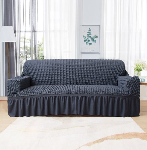 Karierte Seersucker Sofabezug für Wohnzimmer Stretch Slipper Sesselbezüge - Bild 8 von 22