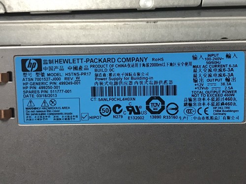 HP HSTNS-PR17 ATSN 7001527-J000 499250-301 499249-001 511777-001 - Foto 2 di 5