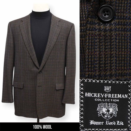 HICKEY FREEMAN Herren braun kariert BOARDROOM Sport Mantel Anzug Jacke Blazer 44 L