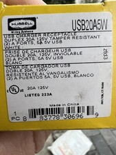 Hubbell Wiring Device-Kellems USB Charger Receptacle,2 Ports,2 Poles, White