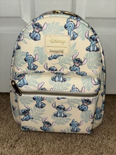 Loungefly Disney Lilo & Stitch Stitch Tropical Leaves Allover Mini Backpack Bag - Picture 1 of 2