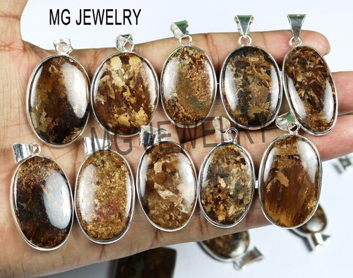 10 Pcs Moonstone Labradorite & Mix Gemstone Bezel Pendants Lot 925 Silver Plated - Picture 43 of 138