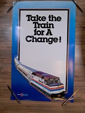 RARE Vtg AMTRAK Take the Train For A Change Travel Poster 25x40