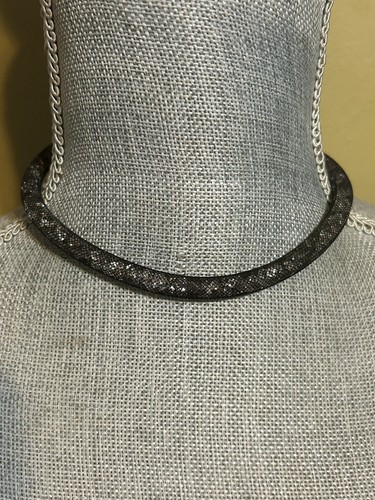 Swarovski Black Stardust Mesh Choker Or Wrap Bracelet 16” Magnetic Clasp - Picture 3 of 7