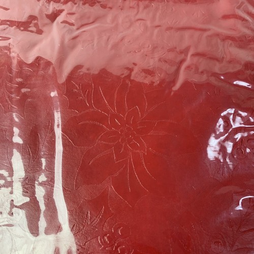 Holiday Style Vinyl Tablecloth Red 52” x 70” Rectangle Stamped Pattern - Picture 8 of 8