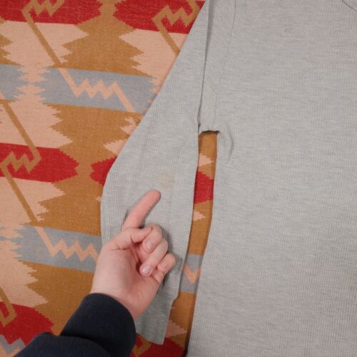 Vintage Y2K Men's Medium Gray Waffle Knit Thermal Cotton Base Layer - Picture 3 of 15