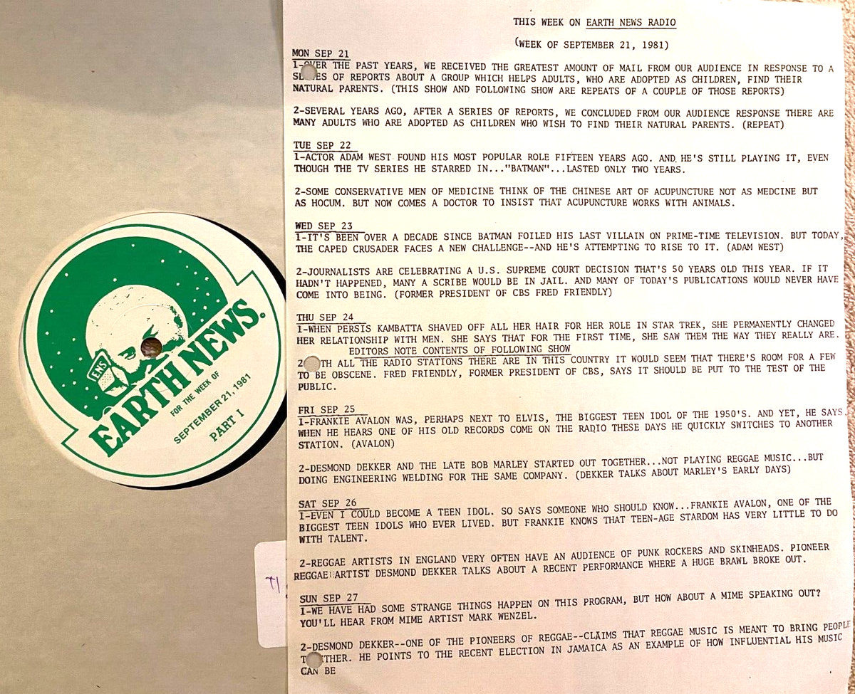 9/21/81 EARTH NEWS 3 PT DESMOND DEKKER, 2 PT FRANKIE AVALON, 2 PT 