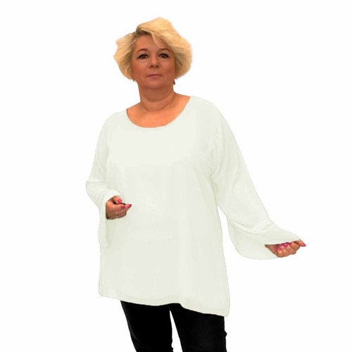 ROCKTHOSECURVES WOMENS BLOUSE TOP LONGER LENGTH TOP FLUTED SLEEVE PLUS SIZES - Picture 40 of 70