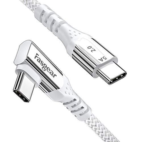 10ft USB-C to USB-C Right Angle Cable 100W PD Fast Charging 5A-image