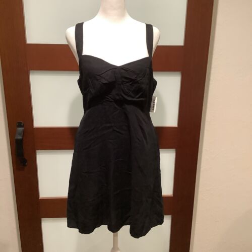Old Navy Sleeveless Sun Dress M Black Lined Adjustable Straps NWT 2025