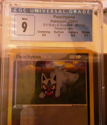 Poochyena CGC 9 MINT SUBS REVERSE HOLO EX Ruby & Sapphire E-Reader 65/109 2003 - Picture 2 of 3
