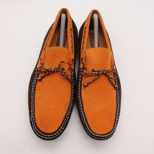 Scarpe mocassini Mezlan Palermo fiocco uomo US 11 M camoscio arancione marrone slip on Spagna - Foto 2 di 10