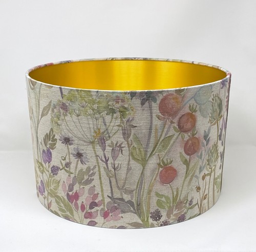 Lampshade Voyage Hedgerow Country Floral Brushed Gold Drum Light Shade - Picture 4 of 6