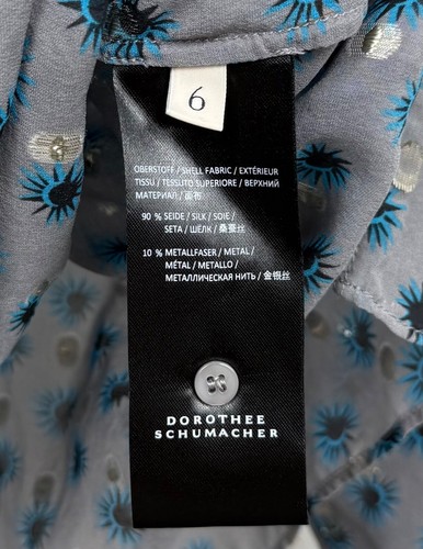 Damen Dorothee Schumacher Seide Langarm Buse Gr. 6 Grau Blau Schwarz 04032501 - Bild 4 von 6