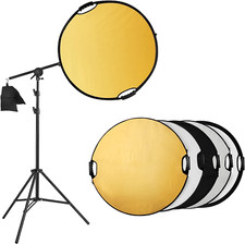 Photography Reflector Holder Stand Kit, 32In / 80Cm 5-In-1 Collapsible Light Ref