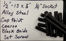QTY 10 NEW CUP-POINT SET SCREWS 1/2"-13 X 3" ALLOY STEEL 1/4" HEX KEY SOCKET