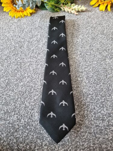Cravatta classica slim Eric Davis Zimbabwe, nera, grigio argento stampa aquila/uccellino - Foto 4 di 5