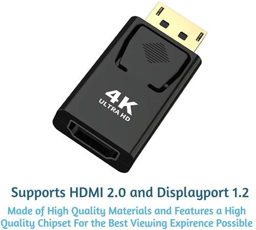 2x DisplayPort DP HDMI Adapter 4K DP auf HDMI Konverter Wandler Video mit Audio - Bild 3 von 10