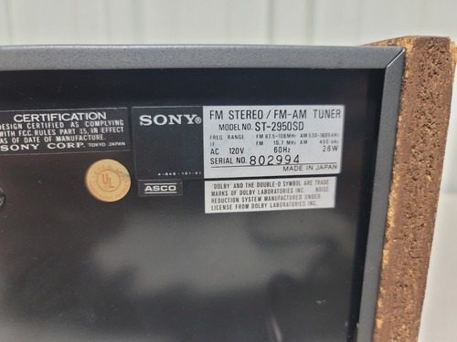 SONY ST-2950SD Stereo FMAM Tuner Receiver Vintage Hi-Fi | Parts Or Repair - Picture 7 of 11