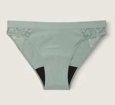 Victoria's Secret Pink lace trim PERIOD PANTY Bikini large New Icy Green