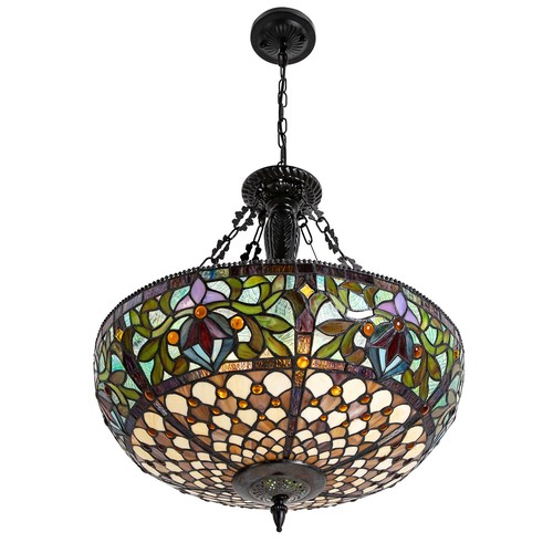 Vintage Style 5-Lights Chandelier Stained Glass Pendant Lamps Ceiling Fixtures - Picture 7 of 19