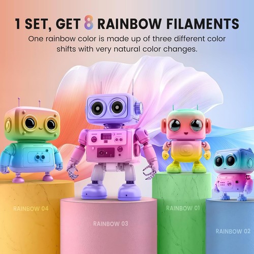 Filamento de impresora 3D arco iris JAYO SILK PLA 1,75 mm 1,1 kg impresión 3D efecto brillante - Imagen 5 de 12