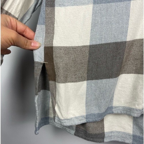 Madewell White Blue Brown Buffalo Check Flannel Hartfield Long Sleeve Shirt XS - Picture 9 of 10