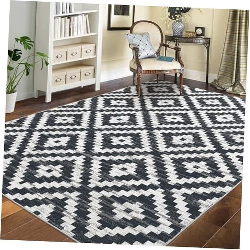 Washable Rugs 9x12 Geometric Trellis Area Rug for Living Room Bedroom Office - Picture 1 of 8