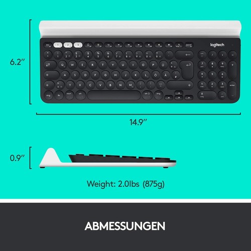 Logitech K780 Multi-Device Wireless Keyboard, QWERTZ German Layout - Dark Grey/W - Picture 2 of 10