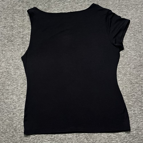 Vtg Y2K Top XS Black Asymmetrical USA Witchy Whimsigoth Grunge Coquette - Bild 3 von 8