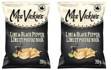 Miss Vickie's Lime  Black Pepper Kettle Cooked Potato Chips, 200g 2 Pack 