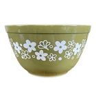 Vintage Pyrex Mixing Bowl #401 Crazy Daisy Spring Blossom Green 1.5 Pint