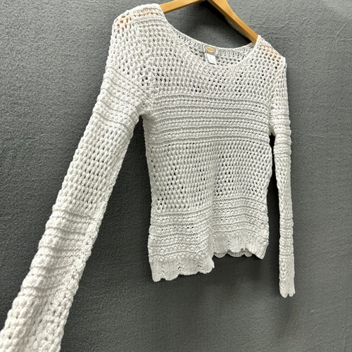 Talbots Pullover Damen Petite Medium Mp weiß offen Strick Langarm Vintage - Bild 4 von 6