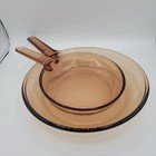 Vision Ware Cookware 10" And 7" Frying Pan Amber Glass Waffle Bottom 