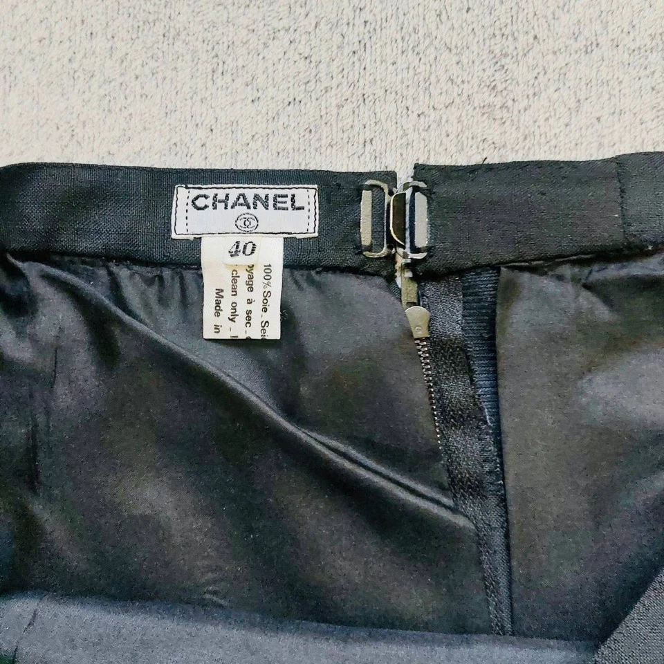 Falda Vintage Seda CHANEL - Talla FR 40 - Hecha en Francia - 100% Seda Estilo Años 90 Foto 4 de 4