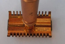 Gillette Gold Tone Safety Razor-Reissue Patent #17567...pretty clean..made USA-A