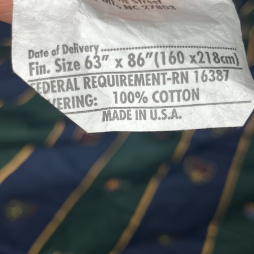 RALPH LAUREN Comforter Twin Bed Chappel Stripe Crest Blanket Collegiate Home USA - Picture 9 of 9