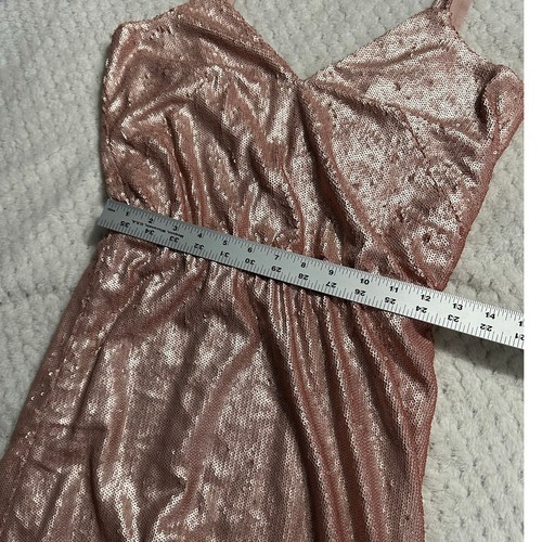 Dress the Population Cameron Blouson Dress Womens XS Rose Sequin Midi Sleeveless - Picture 12 of 14