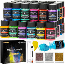 Mica Powder  36 Colors - 10G/Bottle of Natural Pigment Powder for Epoxy Resin  Soa