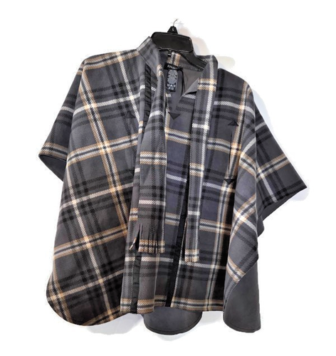Handmade Child's Poncho Size24 Months-3 Toddler Gray Plaid Flannel - Picture 1 of 3