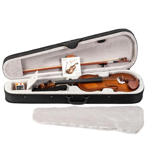 Glarry 4/4 Natural Violin w/ Case+Bow+Rosin+Shoulder Rest+Tuner Redwood Accessor - Picture 3 of 12