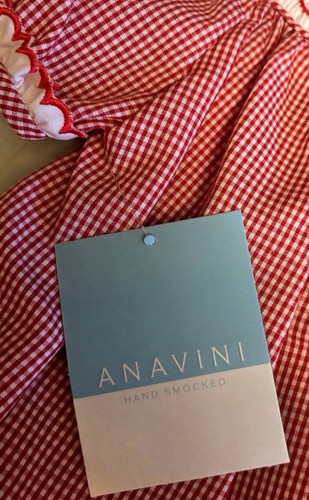 Mädchen Neu mit Etikett Anavini gesmoktes Kleid Gingham-freie Schleife 6 Monate - Bild 7 von 9