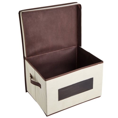 3x Foldable Storage Cubes Bins Organization, Closet+Lids Clear Windows, Beige - Bild 6 von 10