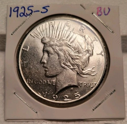 1925-S Peace Dollar - BU Condition - 90% Silver - Semi-Key Date - No Reserve