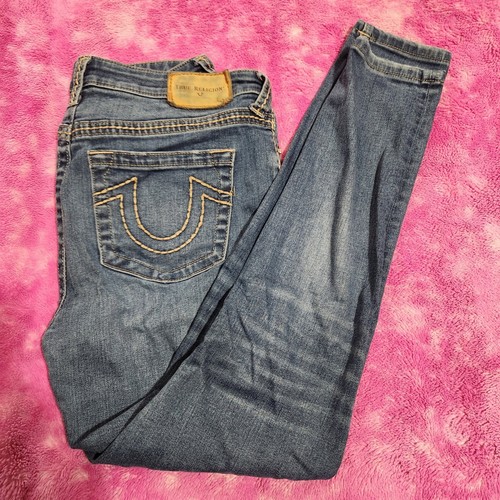 True Religion Halle Mid Rise Super Skinny Jeans Damen Gr. 31 Blau Denim - Bild 1 von 15